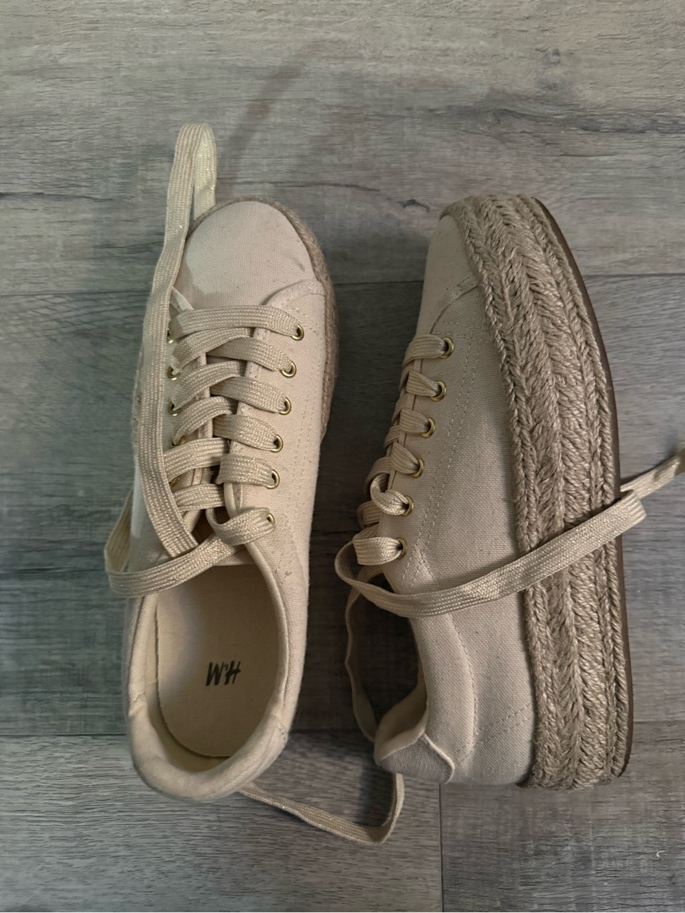 H&M Beige Canvas Platform Espadrille Sneakers